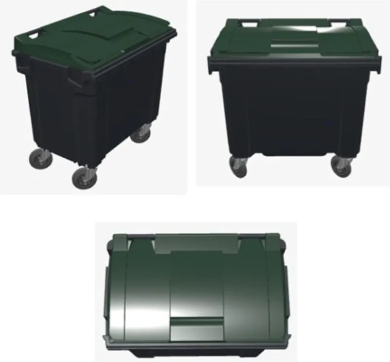 Discount Poubelle bac roulant CityBac 660L gris couvercle vert