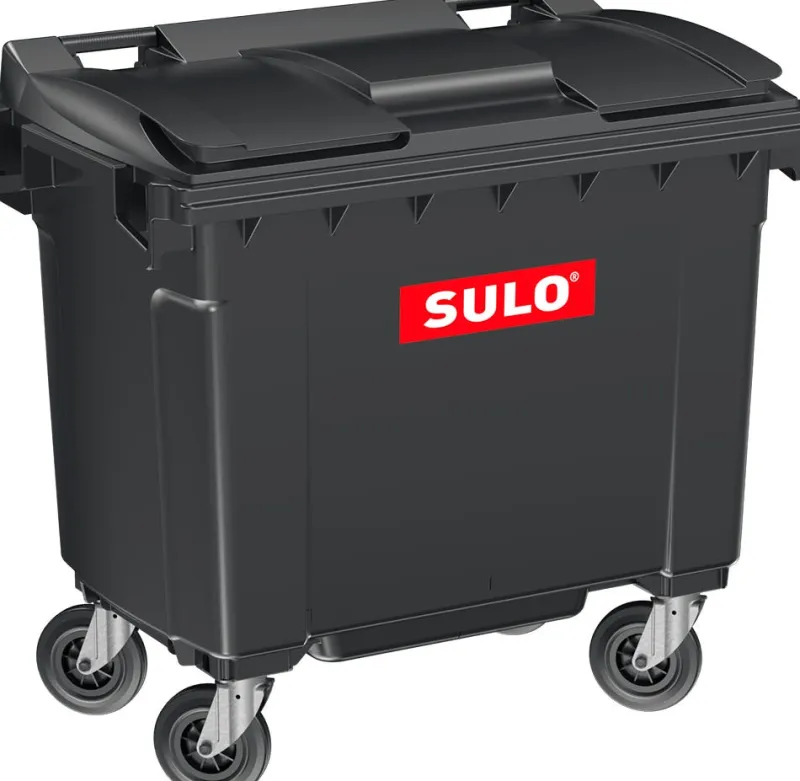 Discount Poubelle bac roulant CityBac 660L gris couvercle vert