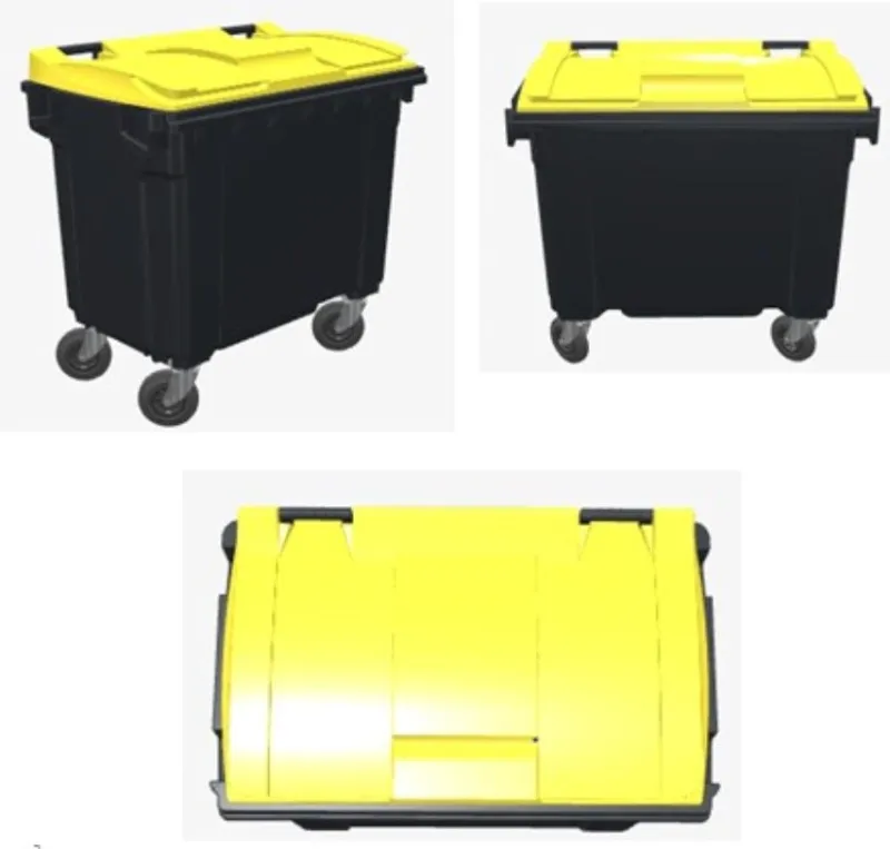 Online Poubelle bac roulant CityBac 660L gris couvercle jaune