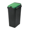 Poubelle recyclage bido 45l base noir couvercle vert