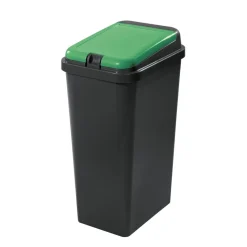 Poubelle recyclage bido 45l base noir couvercle vert
