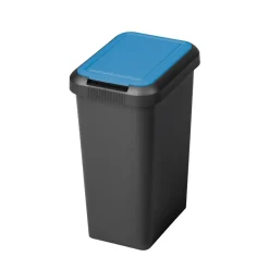 Poubelle recyclage touch and lift 25l noir couvercle bleu
