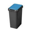Clearance Poubelle recyclage touch and lift 45l noir couvercle bleu