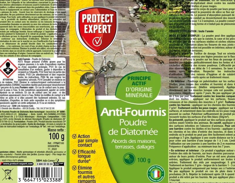 Clearance PROTECT EXPERT Poudre de diatomée répulsif fourmis 100g