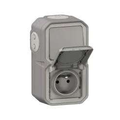 New LEGRAND Prise de courant + va-et-vient étanche Plexo vertical gris