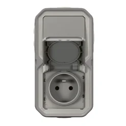New LEGRAND Prise de courant + va-et-vient étanche Plexo vertical gris