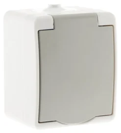 Sale ZENITECH Prise 2 pôles + terre mini IP54 gris clair v2