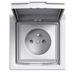 Hot SCHNEIDER Prise 2p+T avec cache IP44 Asfora