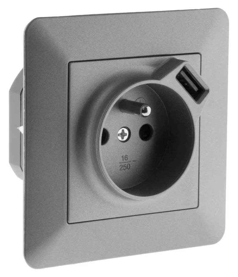 Online ZENITECH Prise USB 2 pôles + terre artezo titanium