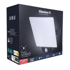 TIBELEC Projecteur LED 80W/6400LM full screen noir avec détecteur