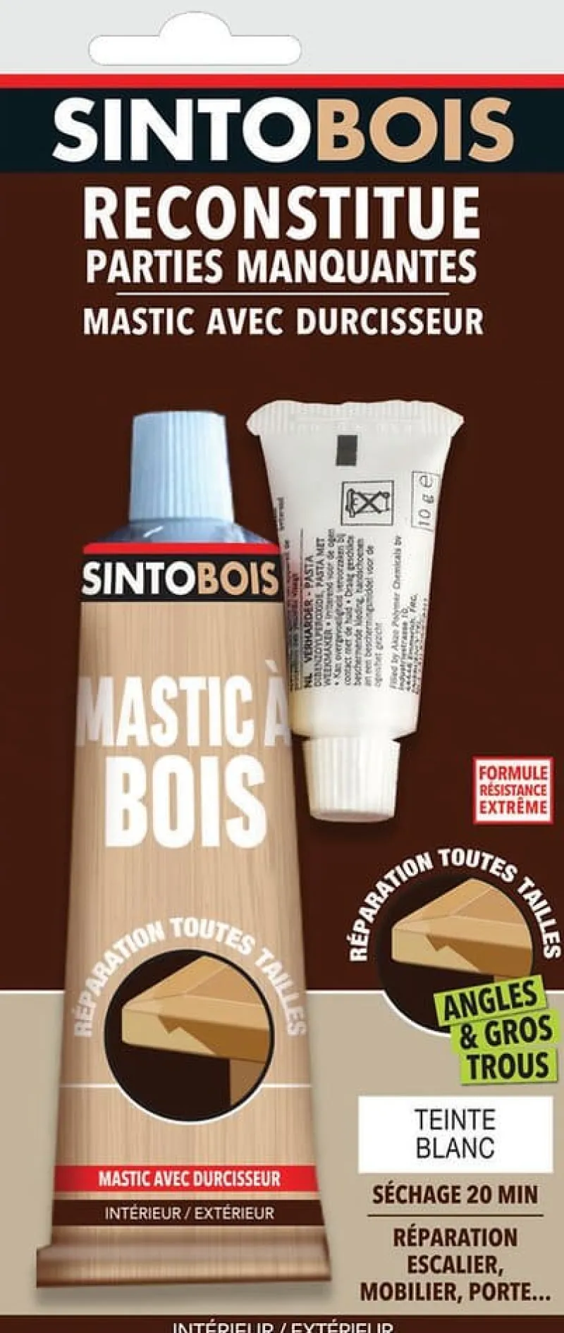 Sale SINTO Reconstitue bois mastic standard 66ml/80g blanc