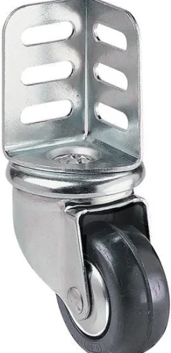 Sale Roulette cornière pivotante caoutchouc noir Ø50, charge 50kg