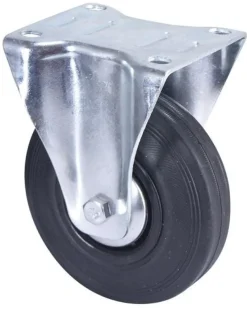 Discount Roulette fixe caoutchouc noir Ø125mm, charge 125kg