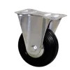 Outlet Roulette fixe caoutchouc noir Ø100mm, charge 100kg