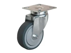 New Roulette pivotante caoutchouc gris Ø75mm, charge 60kg