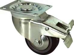 New Roulette pivotante à frein caoutchouc noir Ø80mm charge 80kg