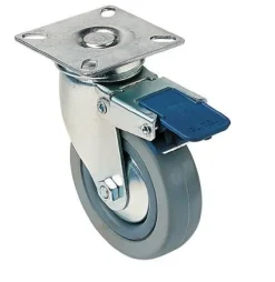 Sale Roulette pivotante à frein caoutchouc gris Ø50mm charge 40kg