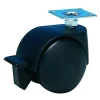 Clearance Roulette pivotante à frein polypro noir Ø50mm, charge 40kg