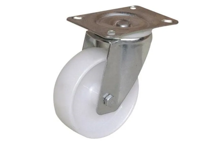 Roulette pivotante polypro blanc Ø65mm, charge 65kg