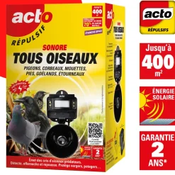 Best ACTO Répulsif sonore solaire contre les oiseaux