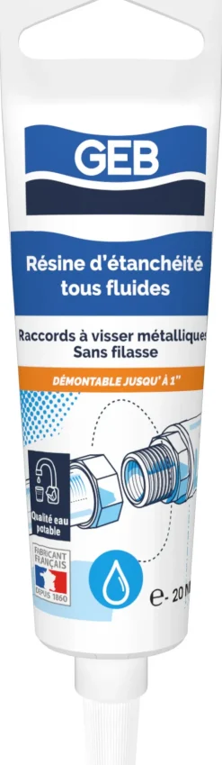 Hot GEB Résine d'étanchéité tous fluides raccord à visser métal 20ml