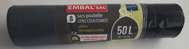 Online Sac poubelle 50L coulissant ultra résistant 8 sacs