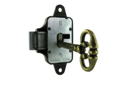 Clearance Serrure en applique gauche axe 20mm, 50x30mm métal bronze