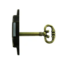 New Serrure en applique porte gauche 50x40mm + clé, métal bronze