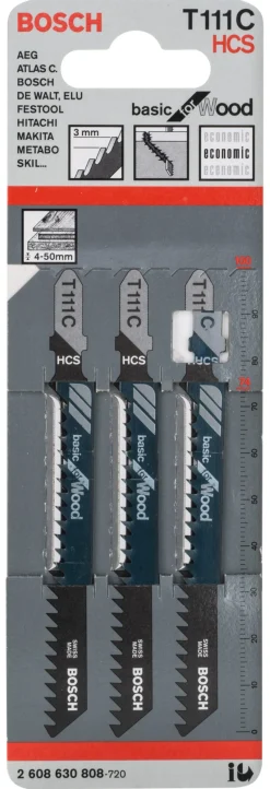 Discount BOSCH PROFESSIONAL Set de 3 Lames de scie sauteuse Bosch T 111 C