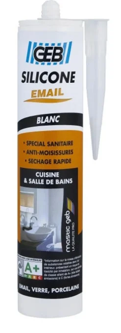 GEB Silicone pour surfaces émaillées cartouche 280 ml blanc