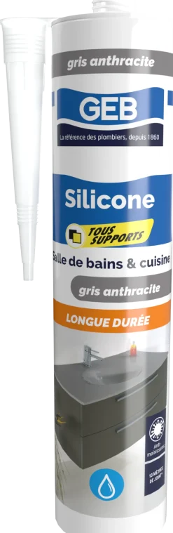 Clearance GEB Silicone sanitaire sicone W3 280 ml gris anthracite