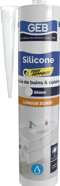 Hot GEB Silicone tous supports antimoisissures 280 ml blanc