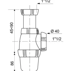 Hot WIRQUIN Siphon d'évier réglable garde d'eau de 50 mm 60L/min