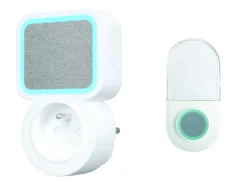 SEMAC Sonnette sans fil avec éclairage et prise plug blanc