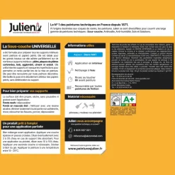 JULIEN Sous-couche peinture surfaces lisses mat blanc 2,5 L