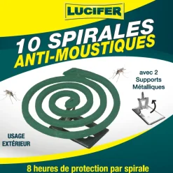 10 spirales anti-moustiques 2 supports métalliques LUCIFER