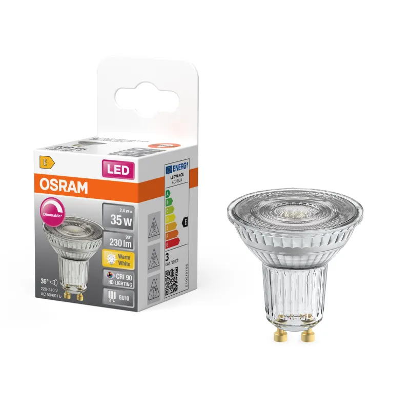 Discount OSRAM Spot PAR16 LED 36° verre variable 2,4W=35 GU10 chaud