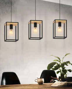 Outlet EGLO Suspension Libertad E27 3x40W noir L88cm H110cm