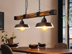 Online EGLO Suspension Oldbury E27 2x60W noir H110xL86cm