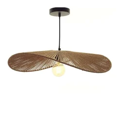 Hot Suspension TUYEN métal noir et corde papier naturelle 60 cm