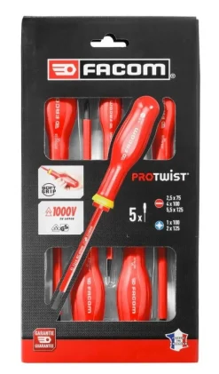 Outlet FACOM Tournevis Protwist isolés 1000 V 5 pièces
