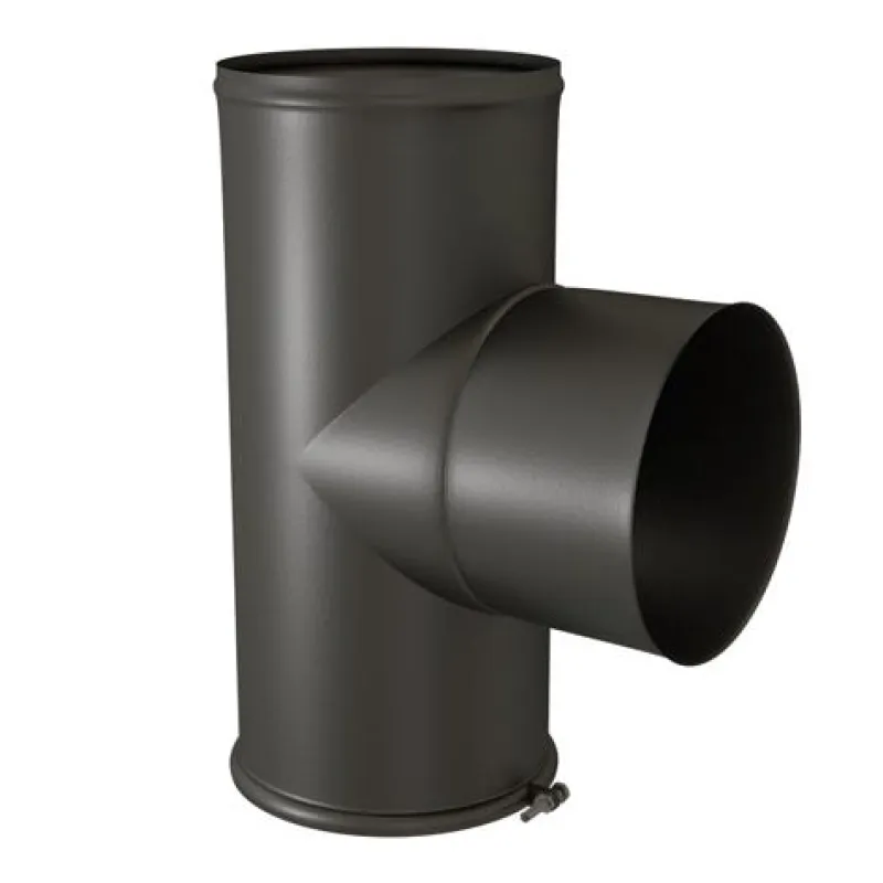 Outlet TEN Té équerre avec tampon noir mat Ø153mm