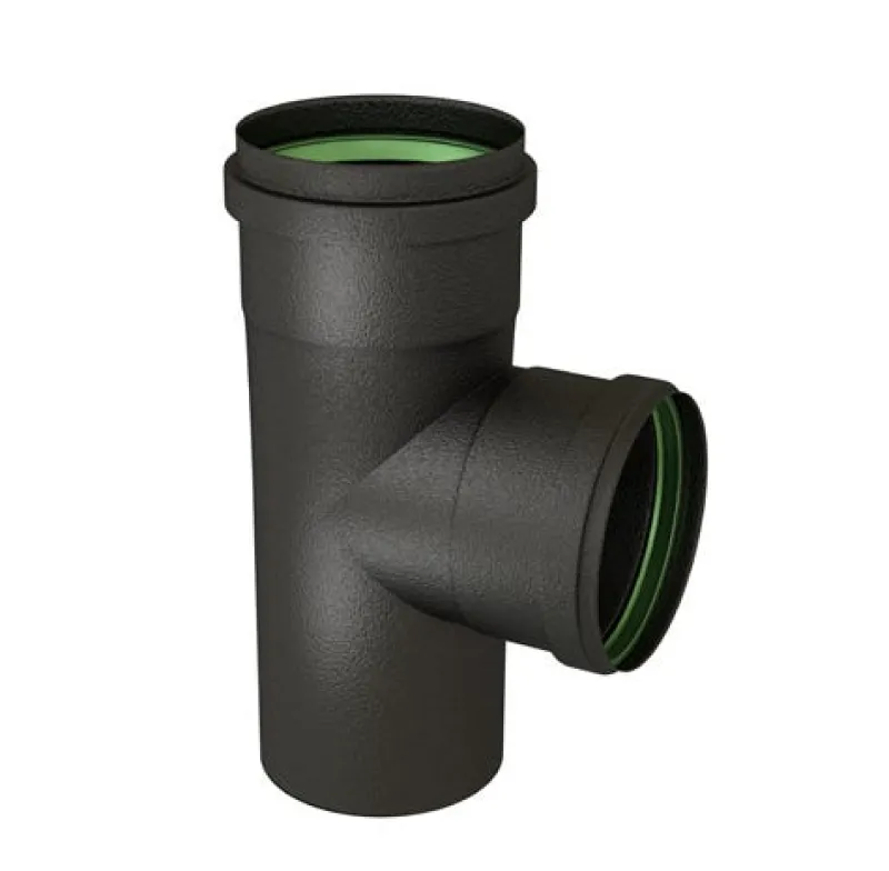 Outlet TEN Té équerre 90° noir mat piquage femelle Ø80mm + 2 joints