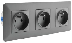 ZENITECH Triple prise 2 pôles + terre artezo pré-câblée titanium