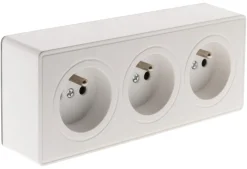 Online ZENITECH Triple prise 2 pôles + terre 16A saillie vulco blanc
