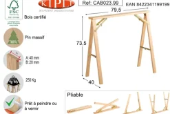 Best ASTIGARRAGA Tréteau pin massif pliable Kipli 73 cm