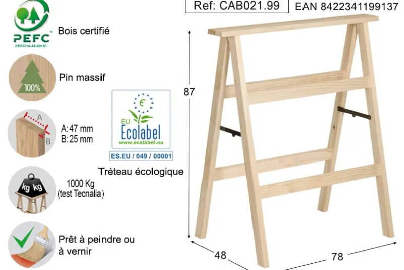 Best ASTIGARRAGA Tréteau tapisier pin massif 87 cm