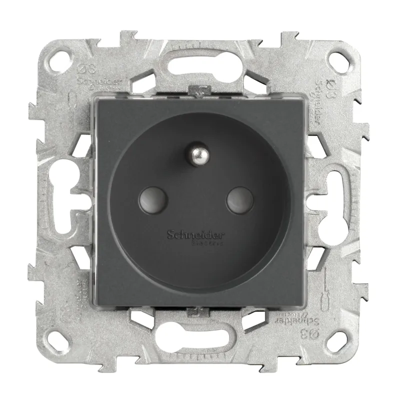 Outlet SCHNEIDER Unica2 prise, 2 pôles+ terre - anthracite