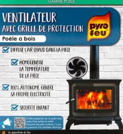 Ventilateur poêle à bois avec grille de protection