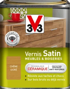 Discount V33 Vernis intérieur meubles/boiseries chêne doré Satin 250 ml